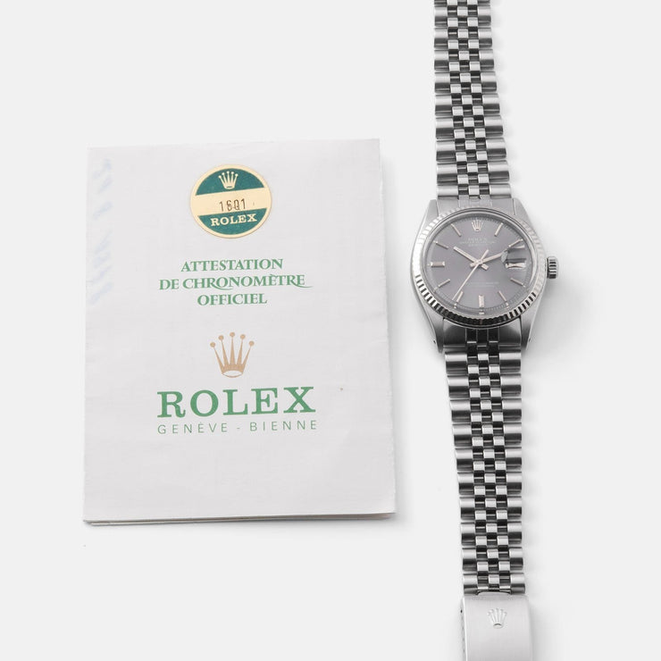 Rolex Datejust Grey Dial 1601 with papers