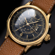 Eberhard Spilt Seconds Chronograph Yellow Gold Case Gilt Dial