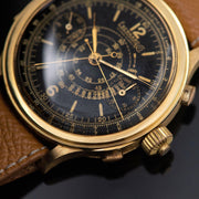 Eberhard Spilt Seconds Chronograph Yellow Gold Case Gilt Dial