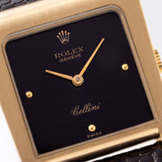 Rolex Cellini Trapezoid Case Yellow Gold Black Dial Ref 4100