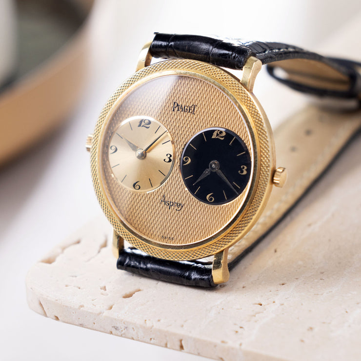 Piaget Asprey-Signed Altiplano Dual Time Yellow Gold Ref 612103