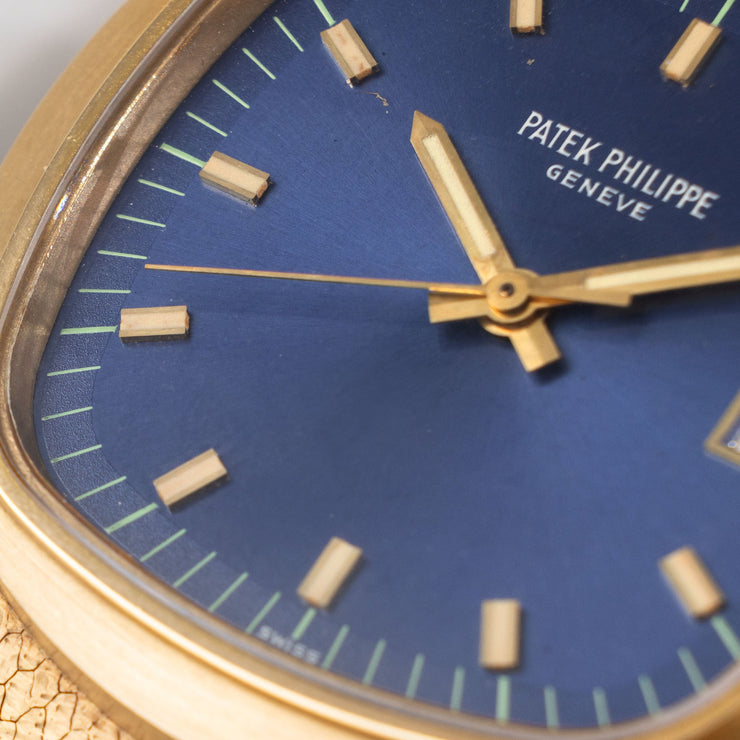 Patek Philippe Beta 21 18K Gold TV Case Royal Blue Dial Ref 3587-1