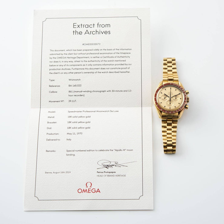 Omega Speedmaster Apollo 11 Gold Ref BA145.022