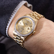 Rolex Day-Date Yellow Gold Champagne Diamond Dial Ref 1804