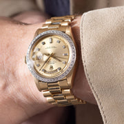 Rolex Day-Date Yellow Gold Champagne Diamond Dial Ref 1804