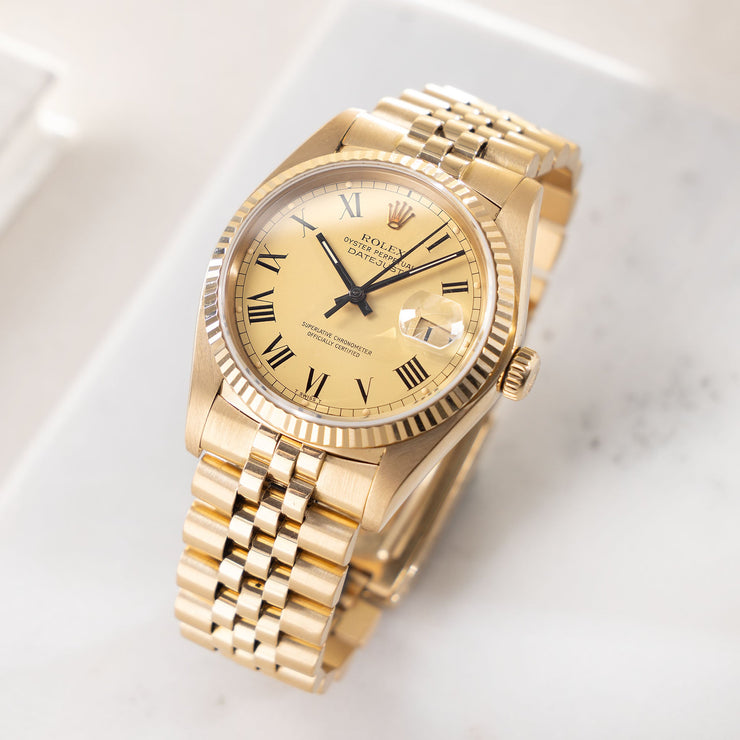 Rolex Datejust Yellow Gold Lemon Buckley Dial Ref 16018