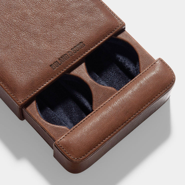 Washed Brown Leather 2 Watch Slider Box