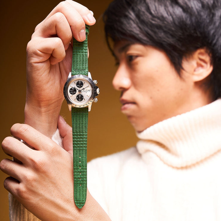 Ziggy Green Suede Leather Watch Strap Tudor Big Black Chronograph