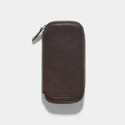 Dark Brown 2 Watch Leather Zip Pouch