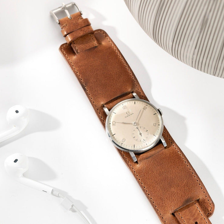 Omega Newman Faccio Brown Leather Watch Strap