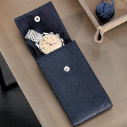 Oxford Blue Luxury Leather Watch Pouch