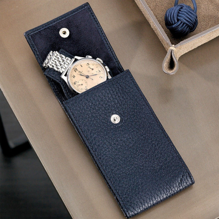 Oxford Blue Luxury Leather Watch Pouch