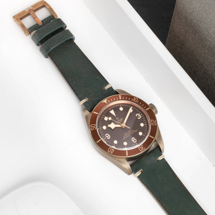 Tudor Bronze Perfect Match Vintage Green Leather Watch Strap