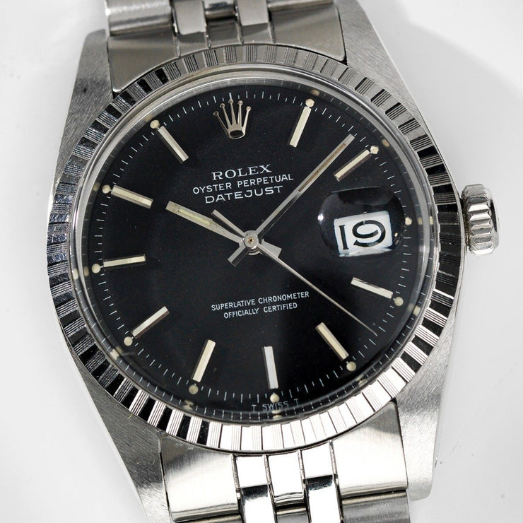 Rolex 1603 Marble Black Dial Datejust 1974 