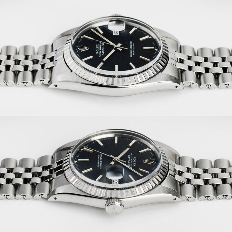 Rolex 1603 Marble Black Dial Datejust 1974 