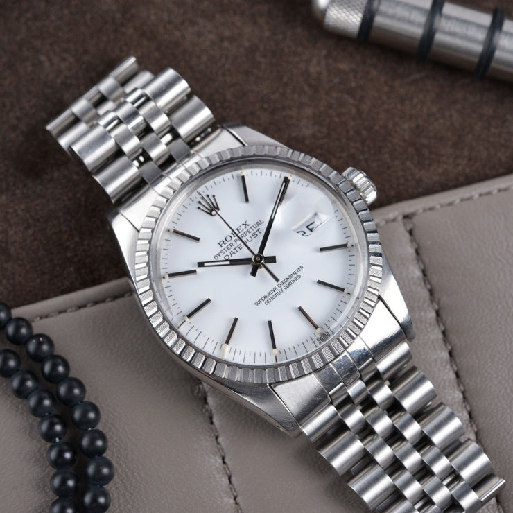 ROLEX 16030 DATEJUST WHITE DIAL BOX & PAPERS