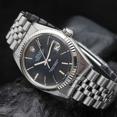 GLOSS BLACK DIAL ROLEX DATEJUST 1601