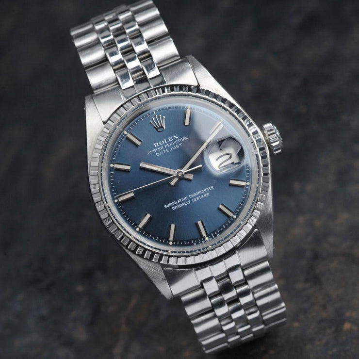 ROLEX 1603 DATEJUST BLUE WIDE BODY