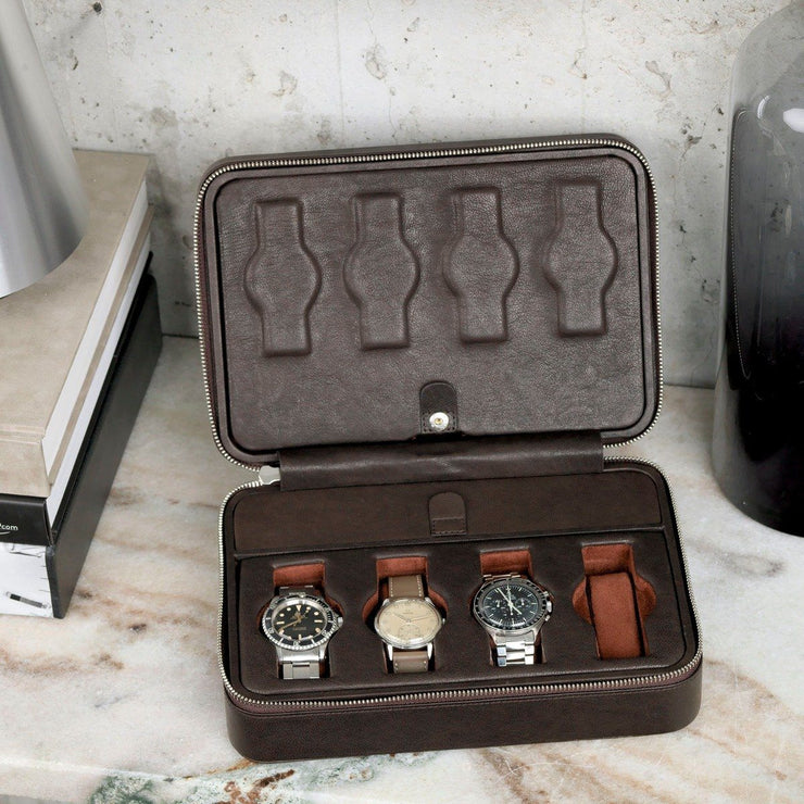 Dark Brown Cognac Luxury Leather Watch Box